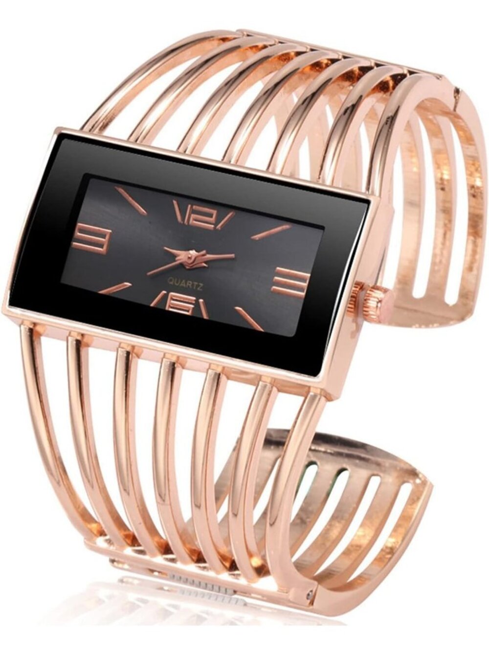 Women's Rose Gold Luxury Rectangular Case Analog Quartz Fashion Dress  Watches